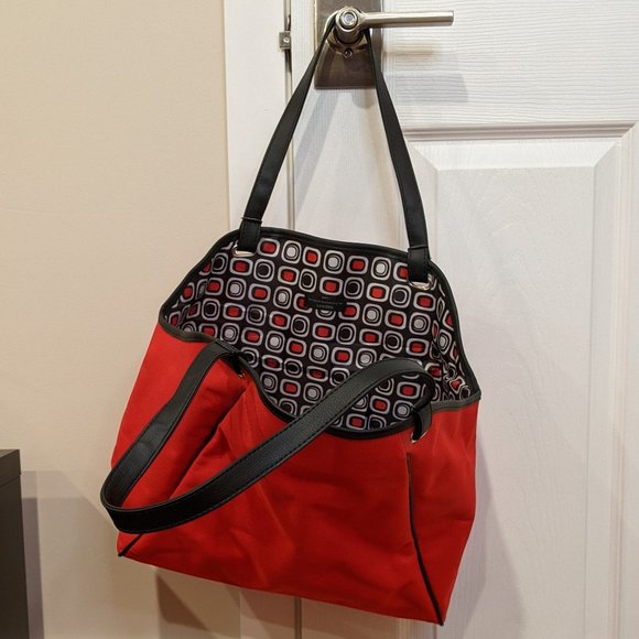 Fire Engine Red Mid-Sized Shoulder Tote Bag Purse - Picture 6 of 10